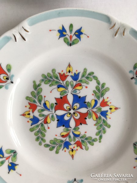 Drasche, Kőbányai Porcelángyár kézzel festett, aranyozott 6db kistányér, süteményes tányér