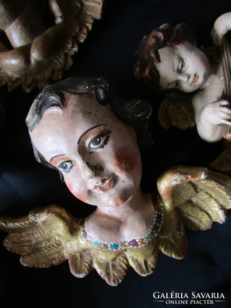 Antique Wood Carved Angel Putto Extraordinary Sculpture Collection 31 Pieces Museum Carving Needlework