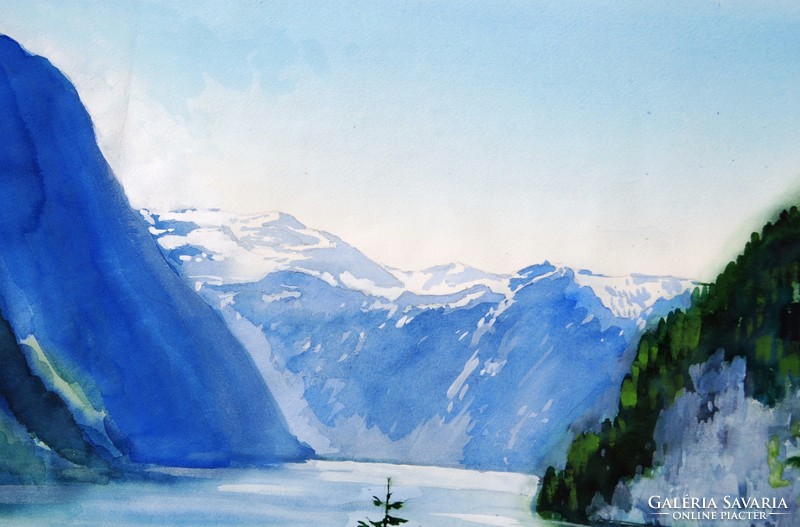 Sea eye in the mountains, 1998 - large watercolor