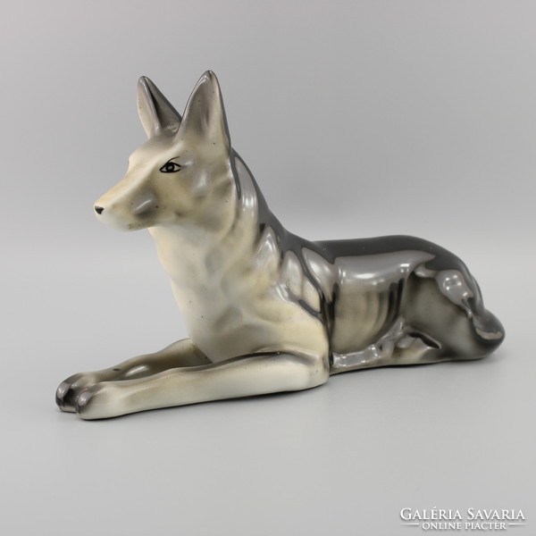 Dog porcelain figurine, vintage sculpture.