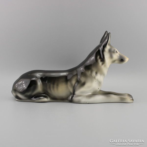 Dog porcelain figurine, vintage sculpture.