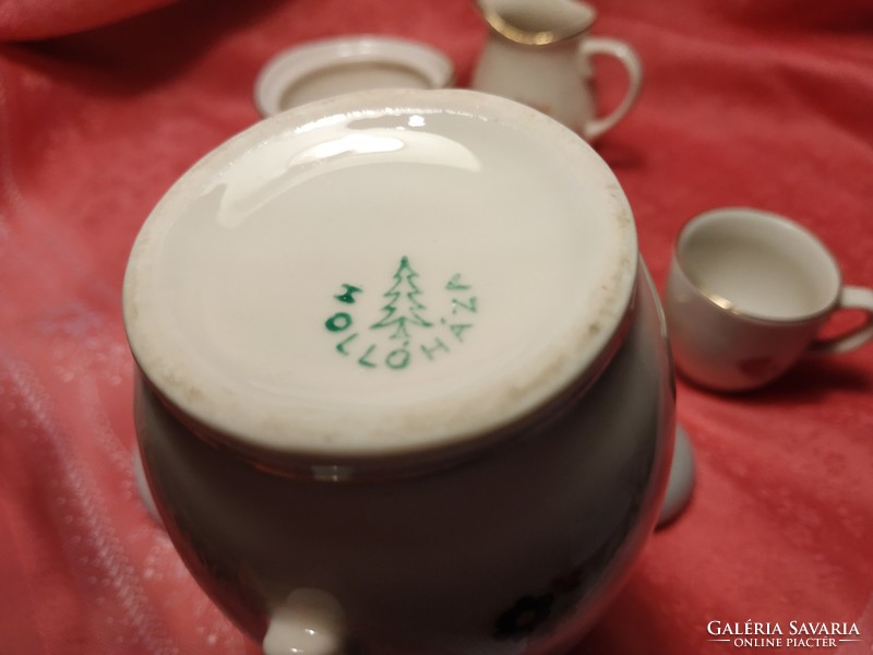 Hollóházi porcelán mini kávéskészlet, babaházi kellék