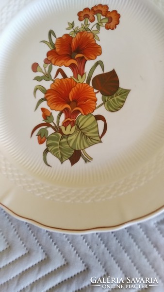 Régi szép virágos lapos tányér párban