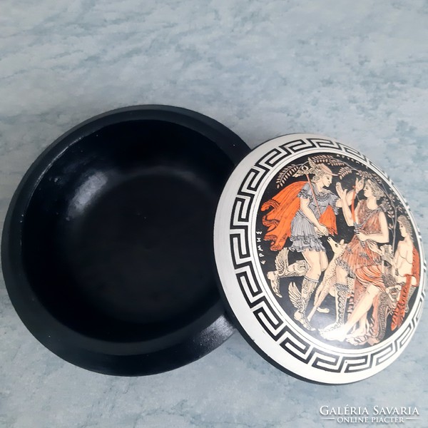 Greek ceramic bonbonier, sugar holder, box