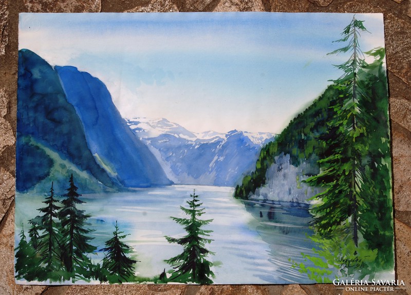 Tengerszem a hegyek között, 1998 - nagy méretű akvarell