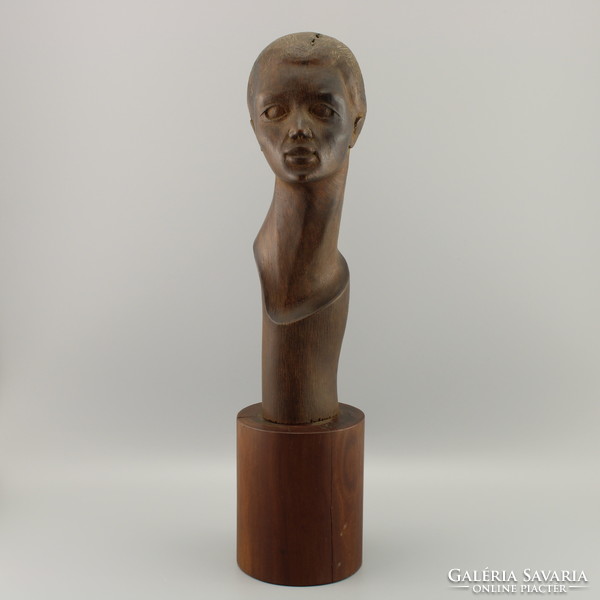 Carved wooden statue, vintage art statue
