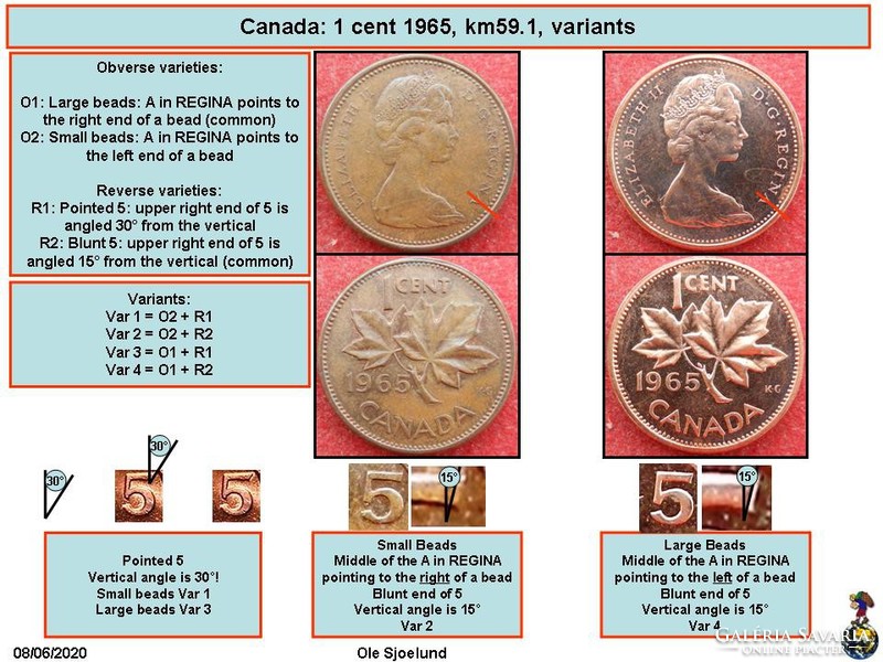 1 cent - II. Erzsébet Kanada, 2. portré nehéz típusú, kanadai érme 1965