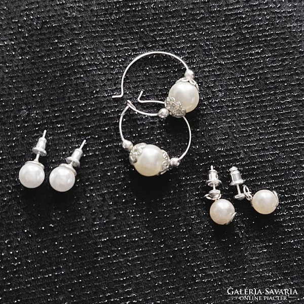 Beautiful old anti-allergenic stud and other clasp earrings decorated with silver-plated beads