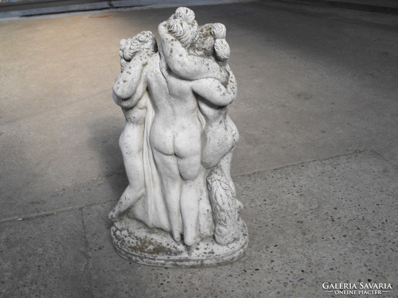 Ritka Antik Három Grácia Női Akt  Kastély kerti  Műkő tömör művészi szobor