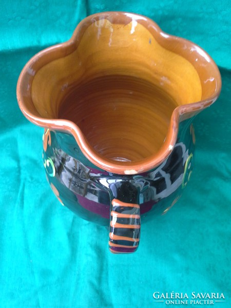 Very nice, old, corundum (?), fluted edge, two-handled, large-sized jug, stem. Cheaper!