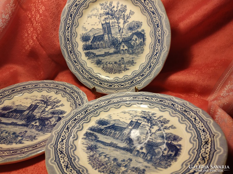 Antique English scene with porcelain cake plate