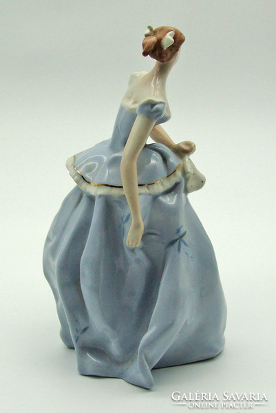 B476 Royal Dux kék ruhás hölgy - meseszép hibátlan gyűjtői darab