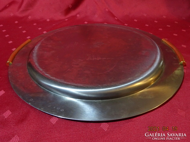 Round metal tray with gold pliers, diameter 32.5 cm. He has!