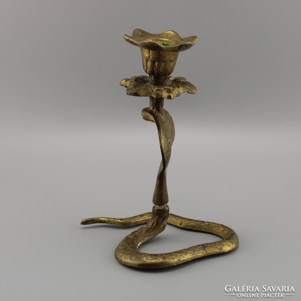 Snake candle holder, old bronze snake cobra candle holder