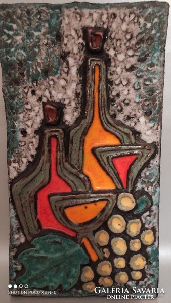 Fair price! Mid century fat lava earthenware ceramic wall picture wall decoration extremely rare large size