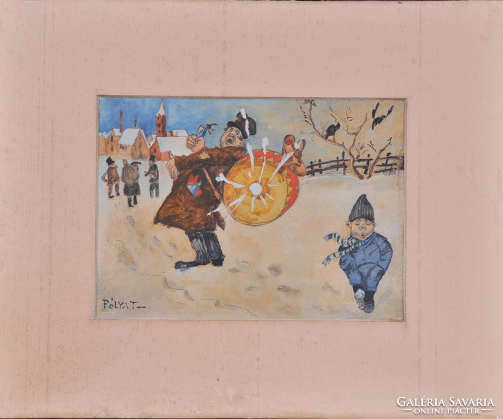 Pólya Tibornak tulajdonítva (1886-1937: Karikatúra, akvarell