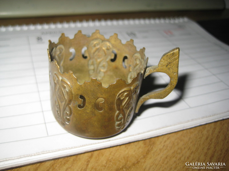 Marked Wells, openwork copper cup holder 4.5 x 4 cm