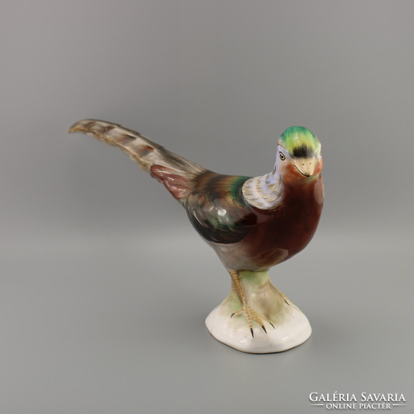 Pheasant porcelain figure, vintage pheasant sculpture.