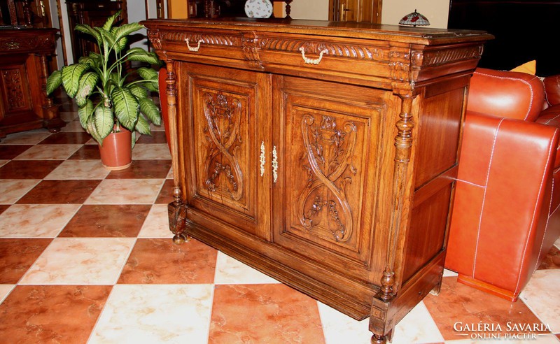 Pewter carved chest of drawers