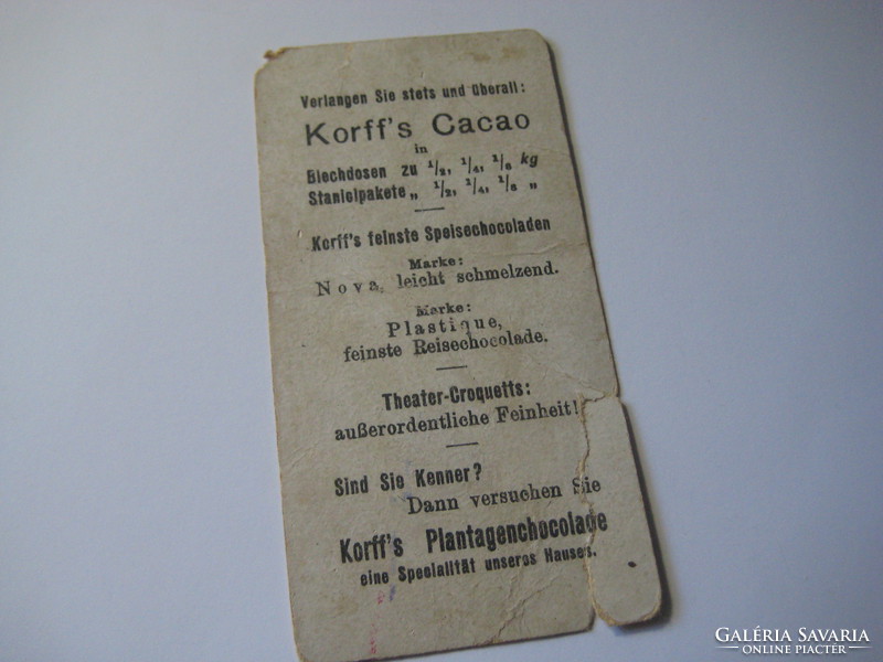 KORFSS  Cacao und Chocoladen    beragasztható album reklám képe  1930 évekből