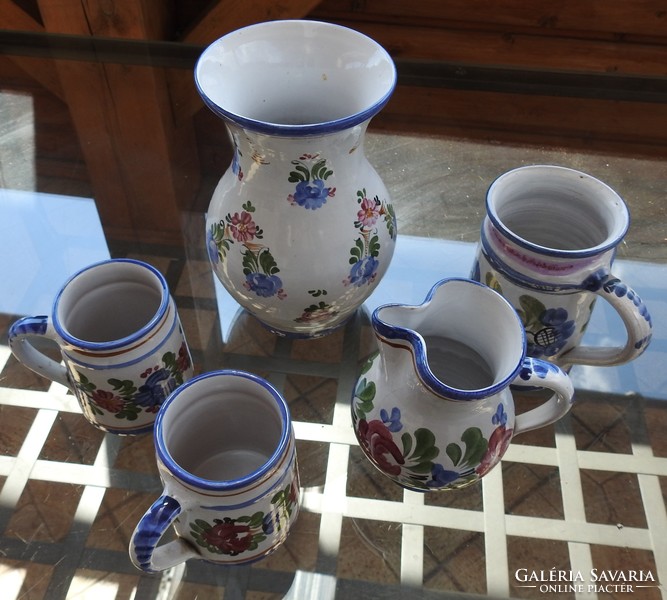 J. Graf stoob - Austrian artisan hand-shaped and painted ceramic set - vase, jug, jugs