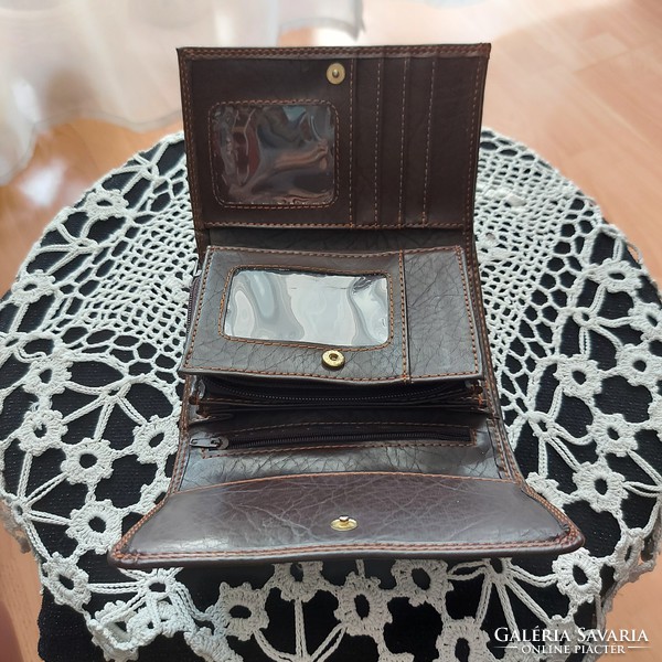 Brand new Guang Tong leather dark brown, men's, women's, unisex wallet, 15 cm x 10.5 cm x 4.5 cm
