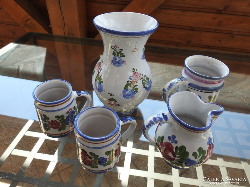 J. Graf stoob - Austrian artisan hand-shaped and painted ceramic set - vase, jug, jugs