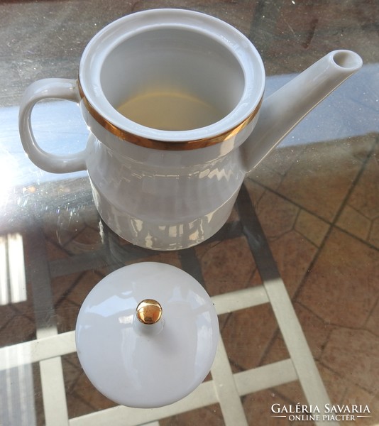 Fehér aranycsíkos fedeles tejszínes / kávés kiöntő