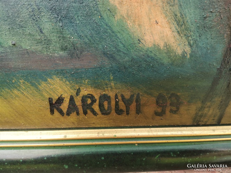 Károlyi Ernő (1923 - 2016) A szív még működik c olajfestménye 95x66cm EREDETI GARANCIÁVAL