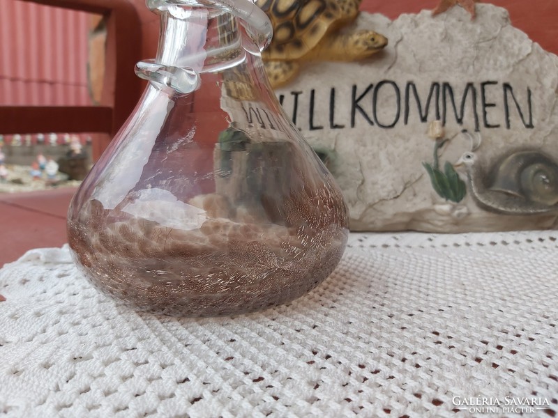 Beautiful shape 25.5 Cm brown cracked veil glass veil Carcagi berek bath glass vase collectors