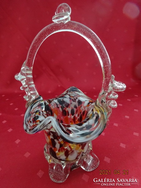Bohemia Czechoslovak blown glass centerpiece with brown spotted pattern, height 20 cm. He has!
