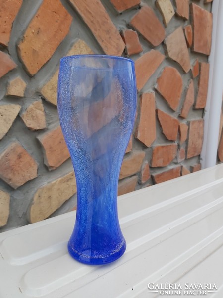 Beautiful color blue cracked veil glass veil Carcagi berek bath glass vase collectors