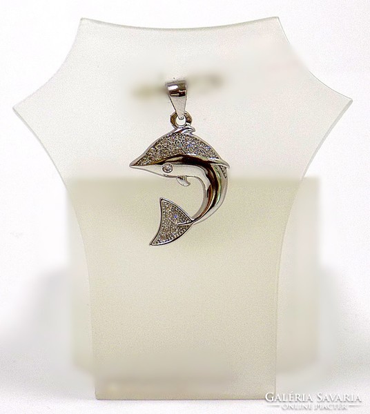 Köves ezüst delfin medál (ZAL-Ag93921)