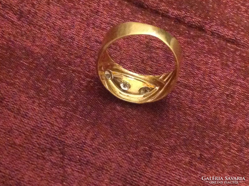 18k Arany gyűrű három nagy kővel ( Olasz )