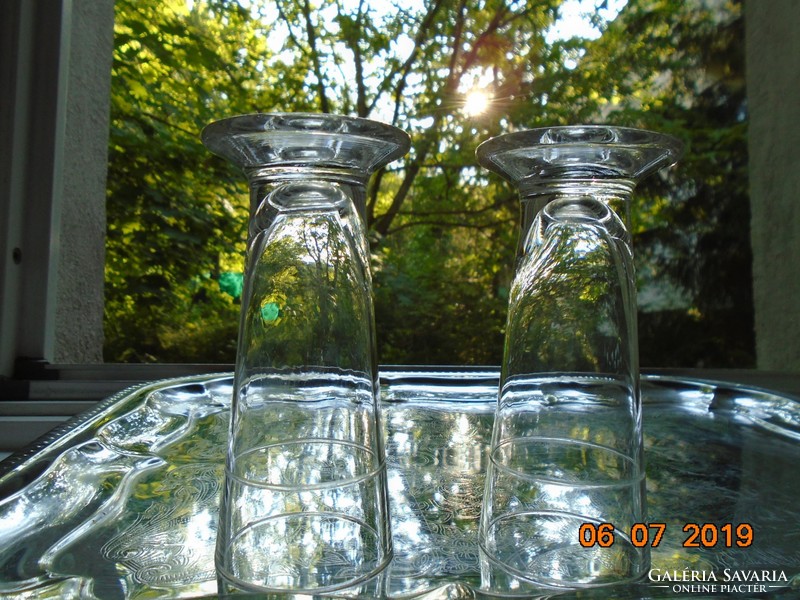 2 Antique blown thick-bottomed glasses with polished scale lines