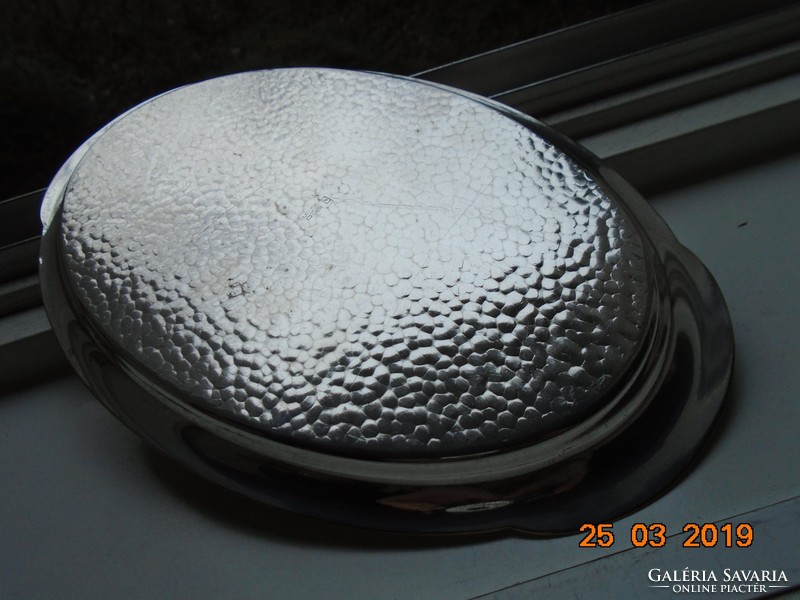 Silver-plated oval hammered copper tray 24x15.5 cm