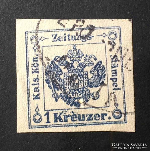 NMÁ! - 1858/59 - K&K 1 Kreuzer bélyegritkaság máltai bélyegzővel - sötétkék (a legritkább szín)