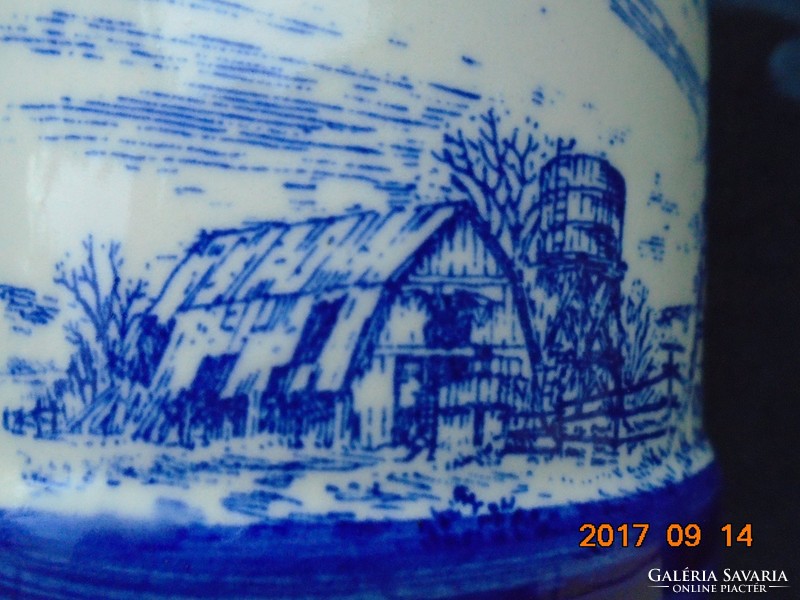 Porcelain milk jug with cobalt blue old Dutch landscape