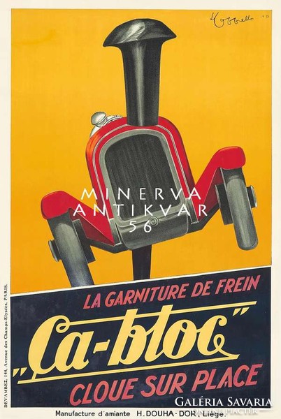 Vintage francia régi autó automobil gyártó reklám plakát reprint nyomat Cappiello satufék oldtimer