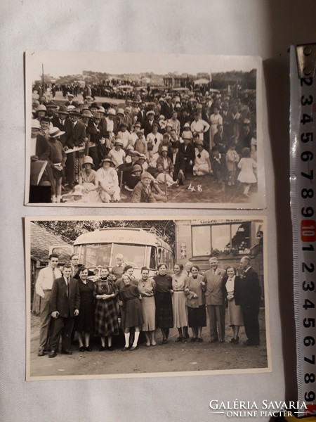 2 old photo postcards (vehicles, people)
