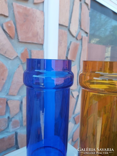 Beautiful midcentury blue-orange glass vase from Karcagi berekfürdő is a collector's beauty