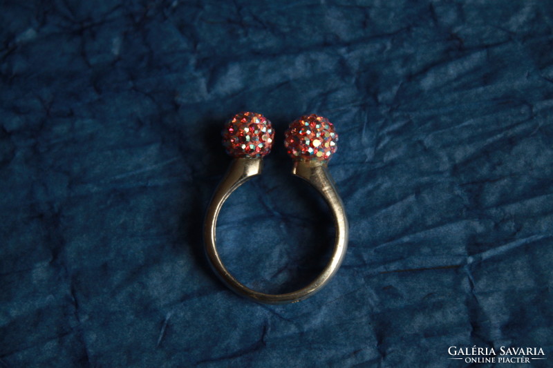 ​Különleges színű Swarovski köves bogyós nyitott ezüst gyűrű 925
