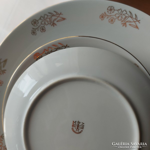 MZ - Moritz Zdekauer Cseh /Csehszlovák/50+ éves porcelán süteményes készlet 7 db, arany mintáttal