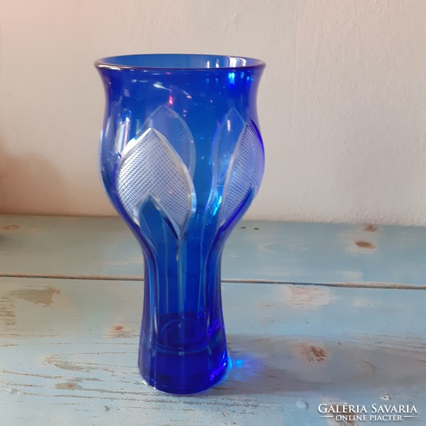 Old beautiful blue glass vase from the 60's