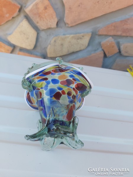 Gyönyörű üveg színes Muránói ? kosár  üvegkosár nosztalgia Gyűjtői  darab  /Karcagi, Berekfürdői/
