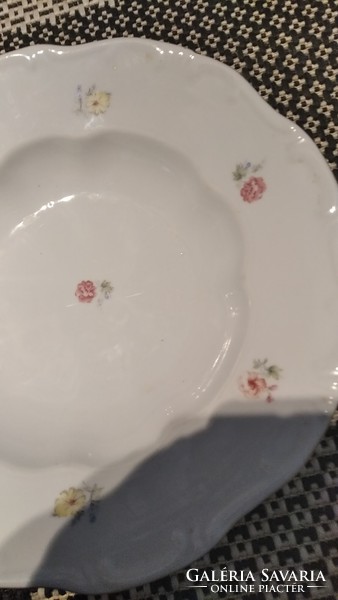 Zsolnay deep plate with small flower, damaged