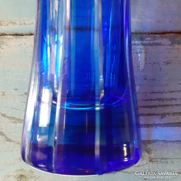 Old beautiful blue glass vase from the 60's