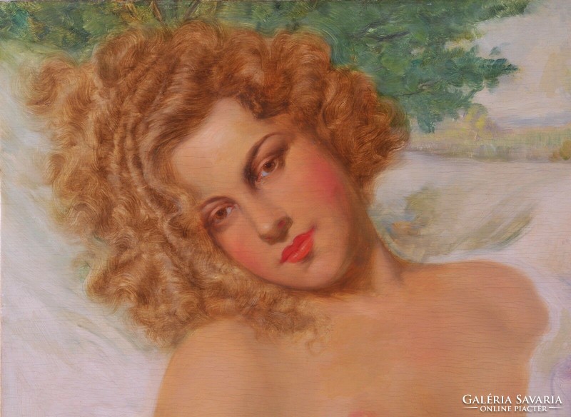 Lajos Polczer (Hungarian, 1902-1962): portrait of a young girl, lap portrait
