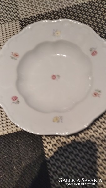 Zsolnay deep plate with small flower, damaged