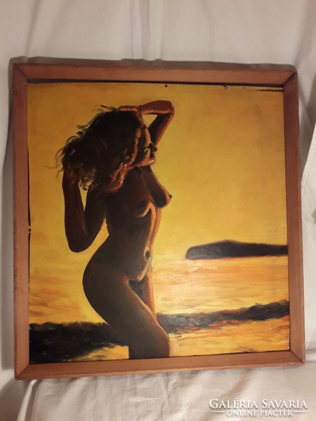 Now it's worth taking it for a price!!! Ferenc Barcsay nude at sunset oil wood fiber painting